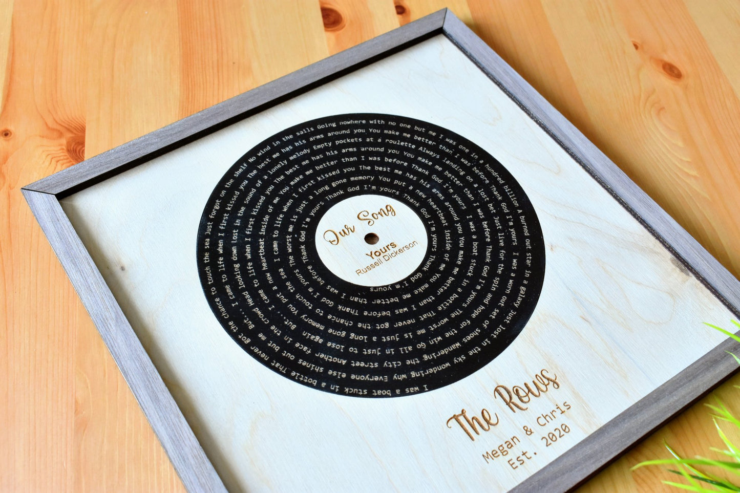 Wooden Engraved Song Lyrics Record Sign
