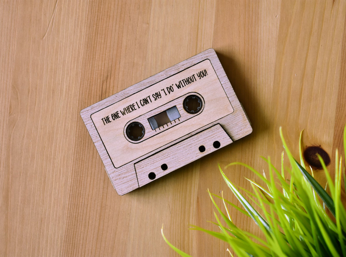 Modern Wooden Cassette Mixtape with QR Code