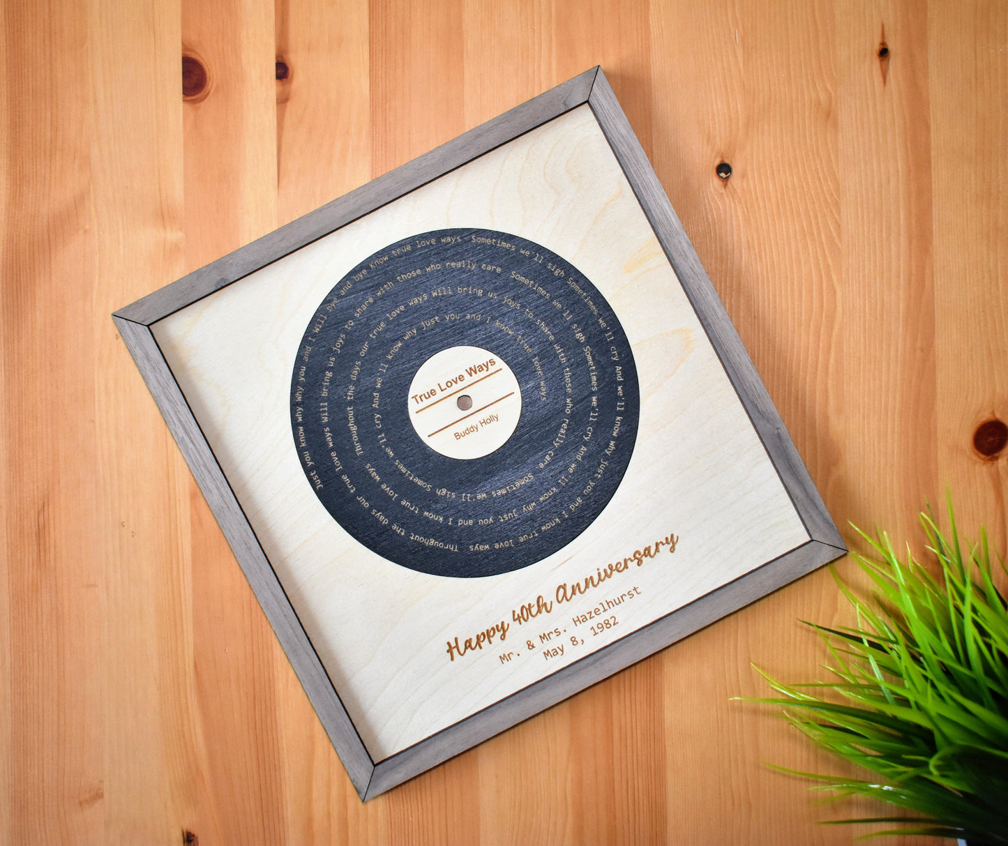 Wooden Engraved Song Lyrics Record Sign