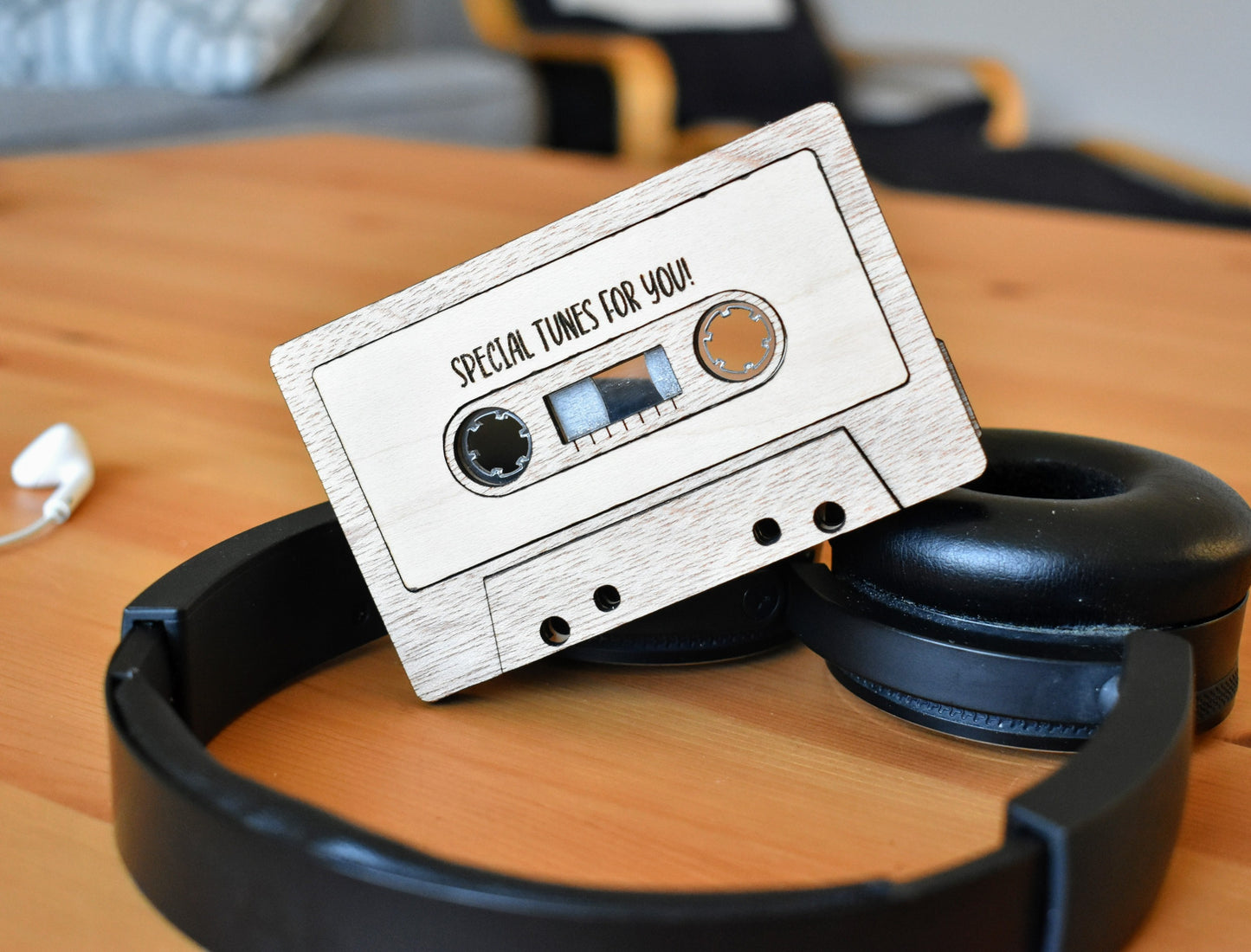 Modern Wooden Cassette Mixtape with QR Code
