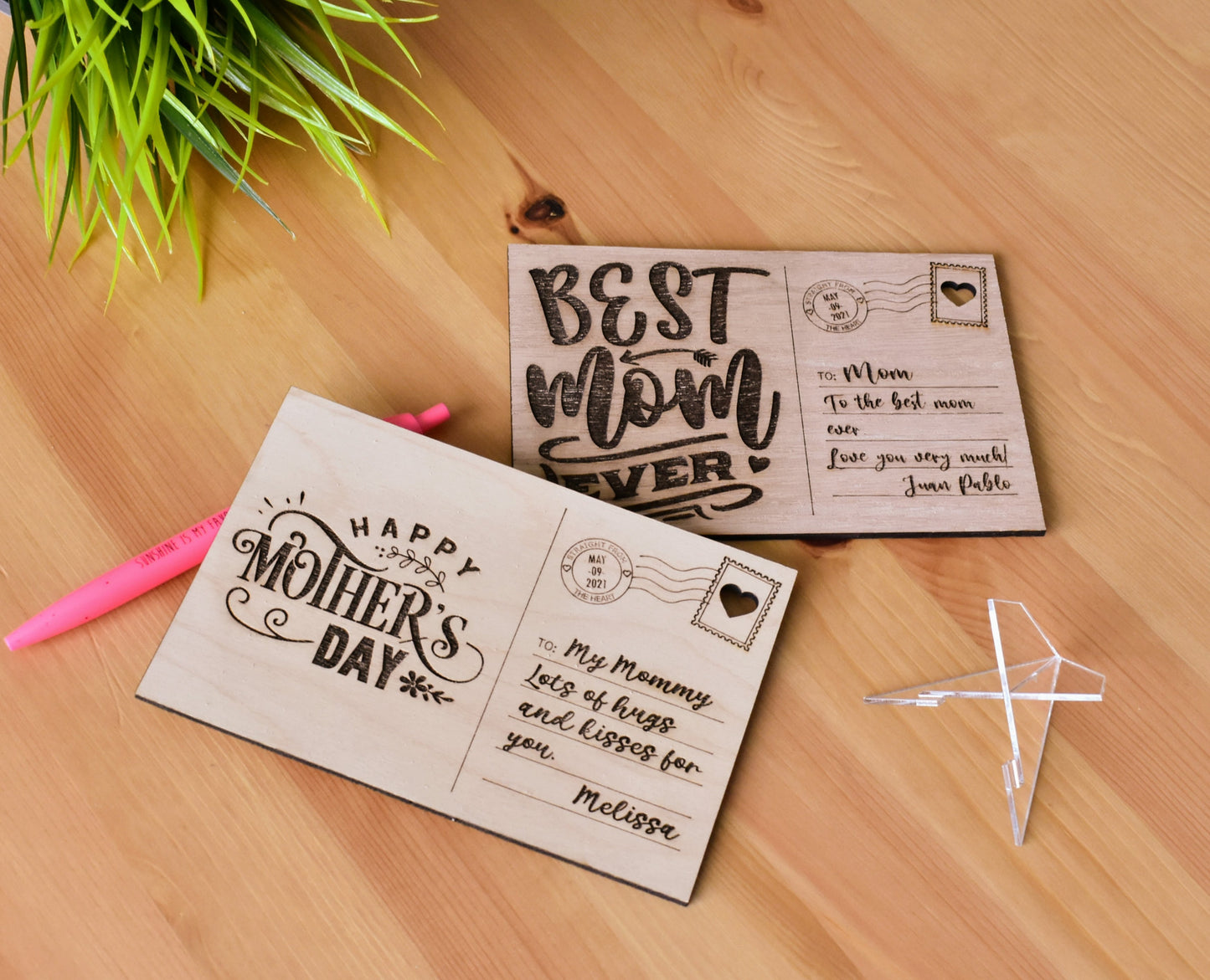 Personalized Wooden Postcard for Mom