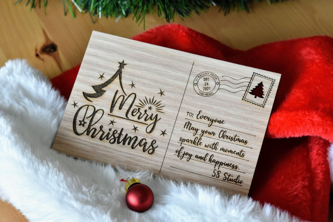Personalized Christmas Wooden Postcard