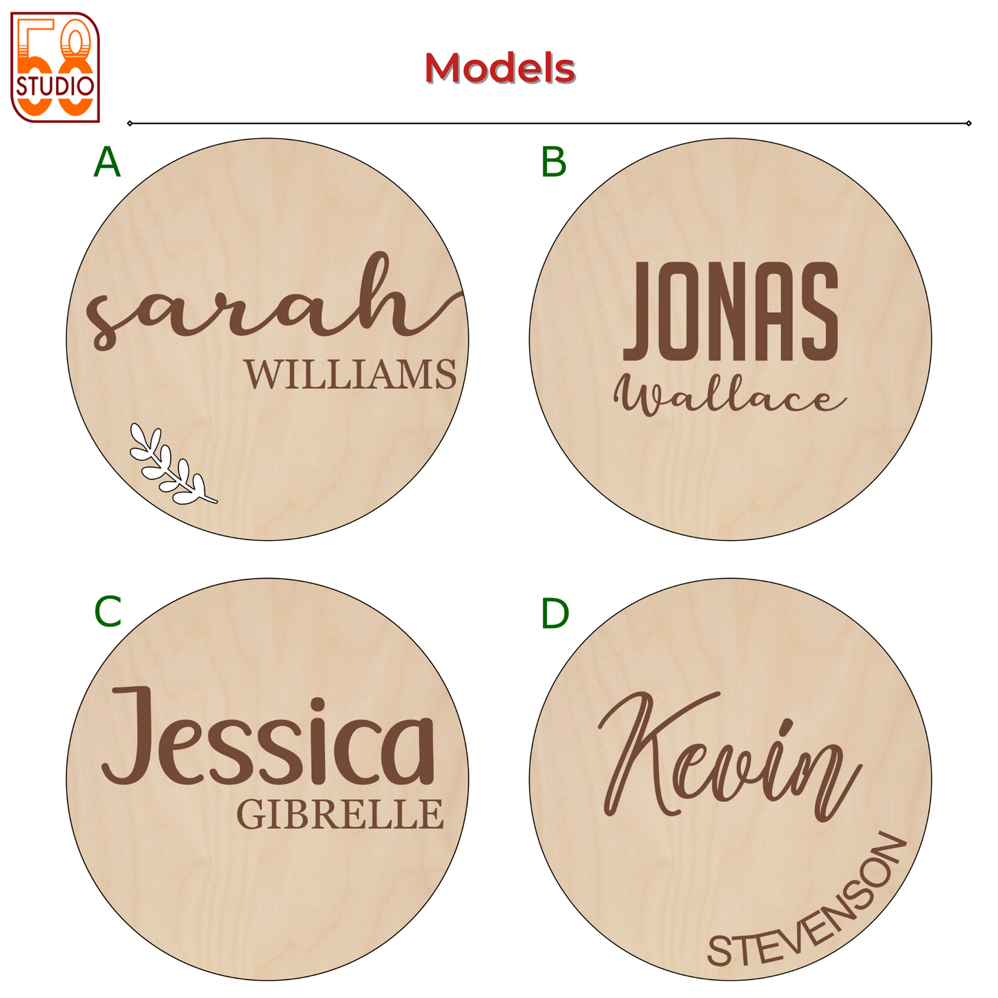 Engraved Baby Name Wooden Card
