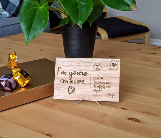 Personalized Romantic Wooden Postcard