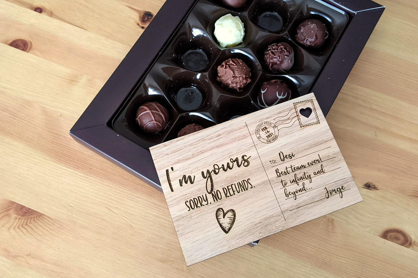 Personalized Romantic Wooden Postcard
