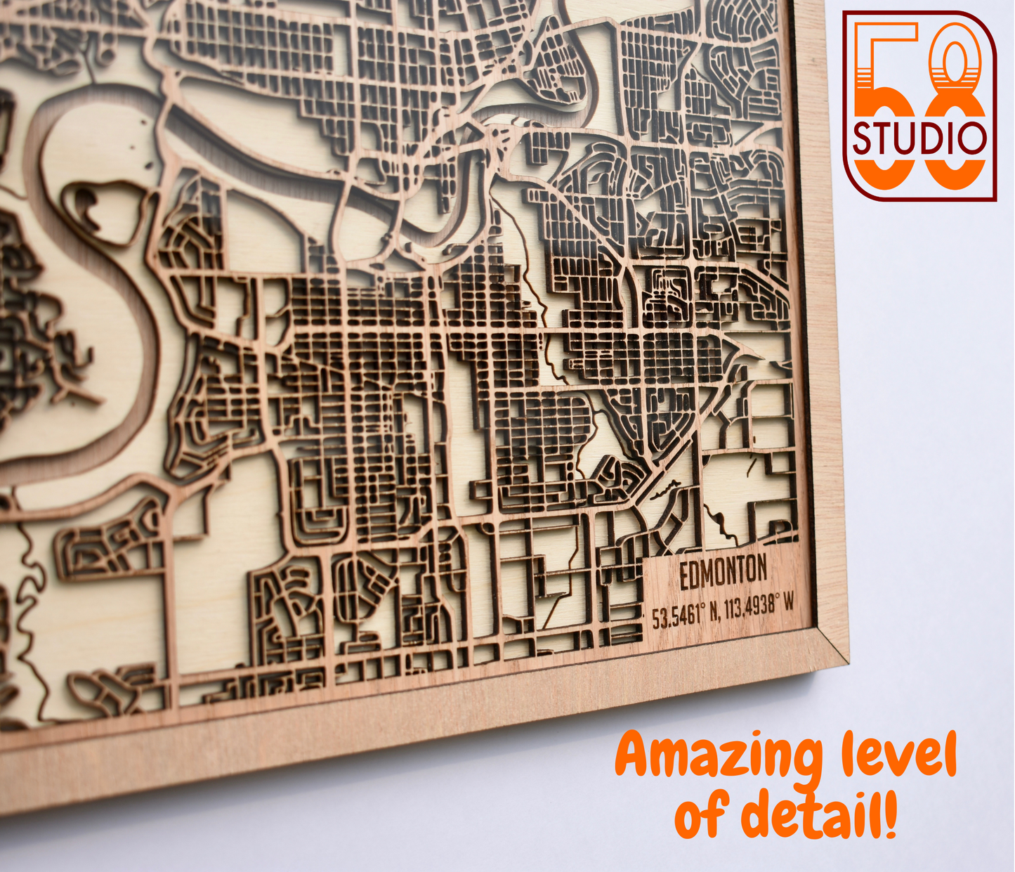 Multi-layer Laser Cut Wooden City Map