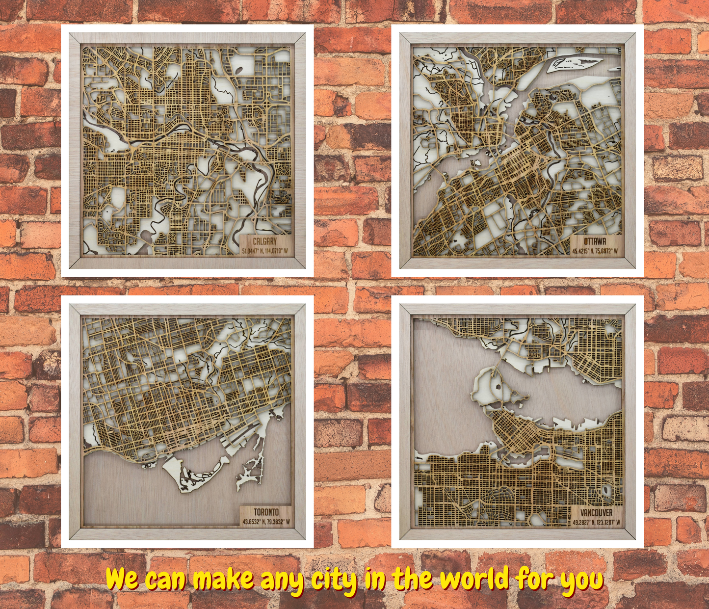 Multi-layer Laser Cut Wooden City Map