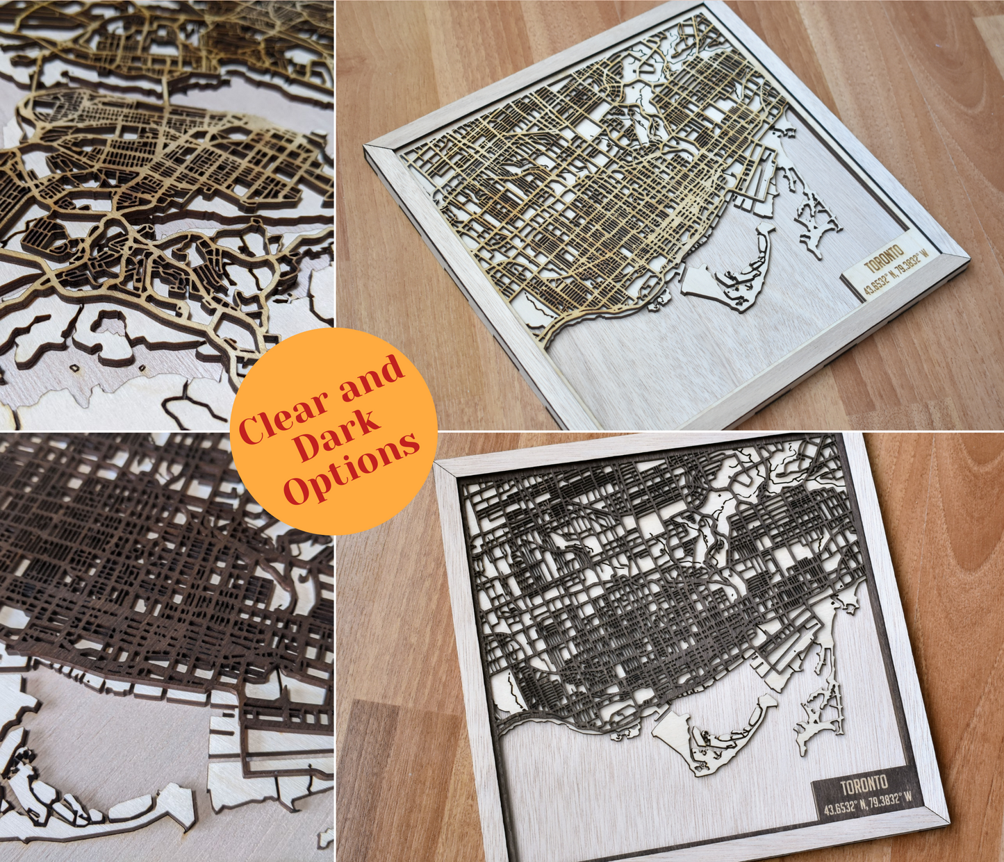 Multi-layer Laser Cut Wooden City Map