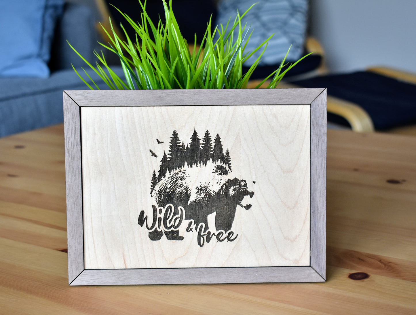 Wild & Free Wooden Engraved Sign