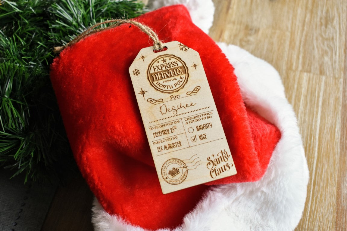 Wooden Engraved Christmas Gift Tag