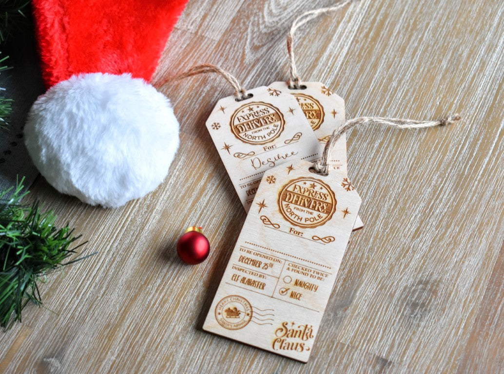 Wooden Engraved Christmas Gift Tag