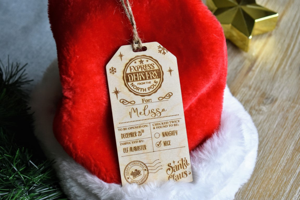 Wooden Engraved Christmas Gift Tag