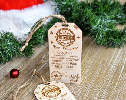 Wooden Engraved Christmas Gift Tag