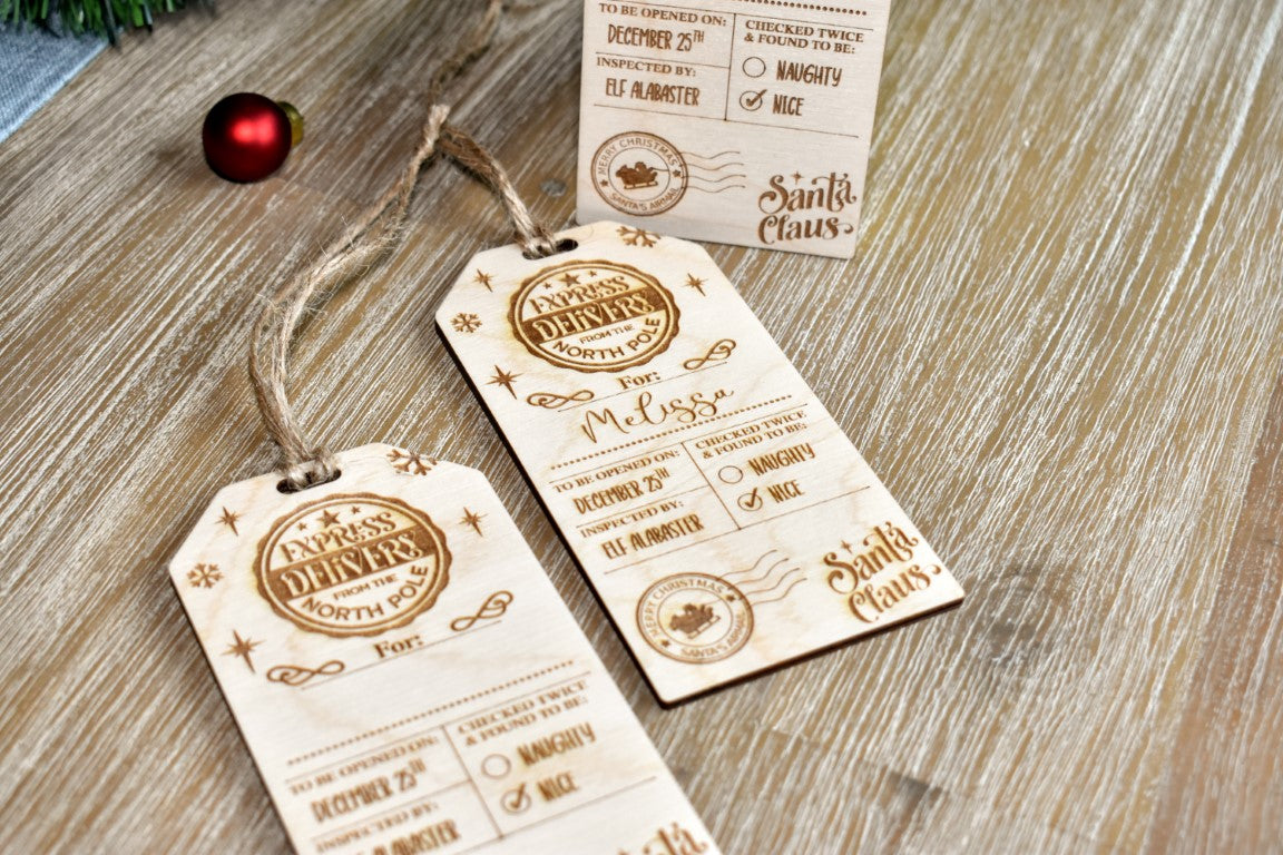 Wooden Engraved Christmas Gift Tag