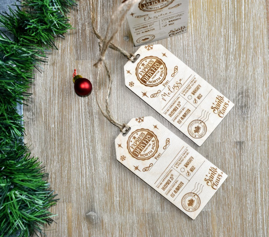 Wooden Engraved Christmas Gift Tag