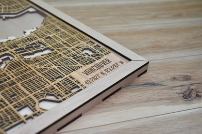 Multi-layer Laser Cut Wooden City Map