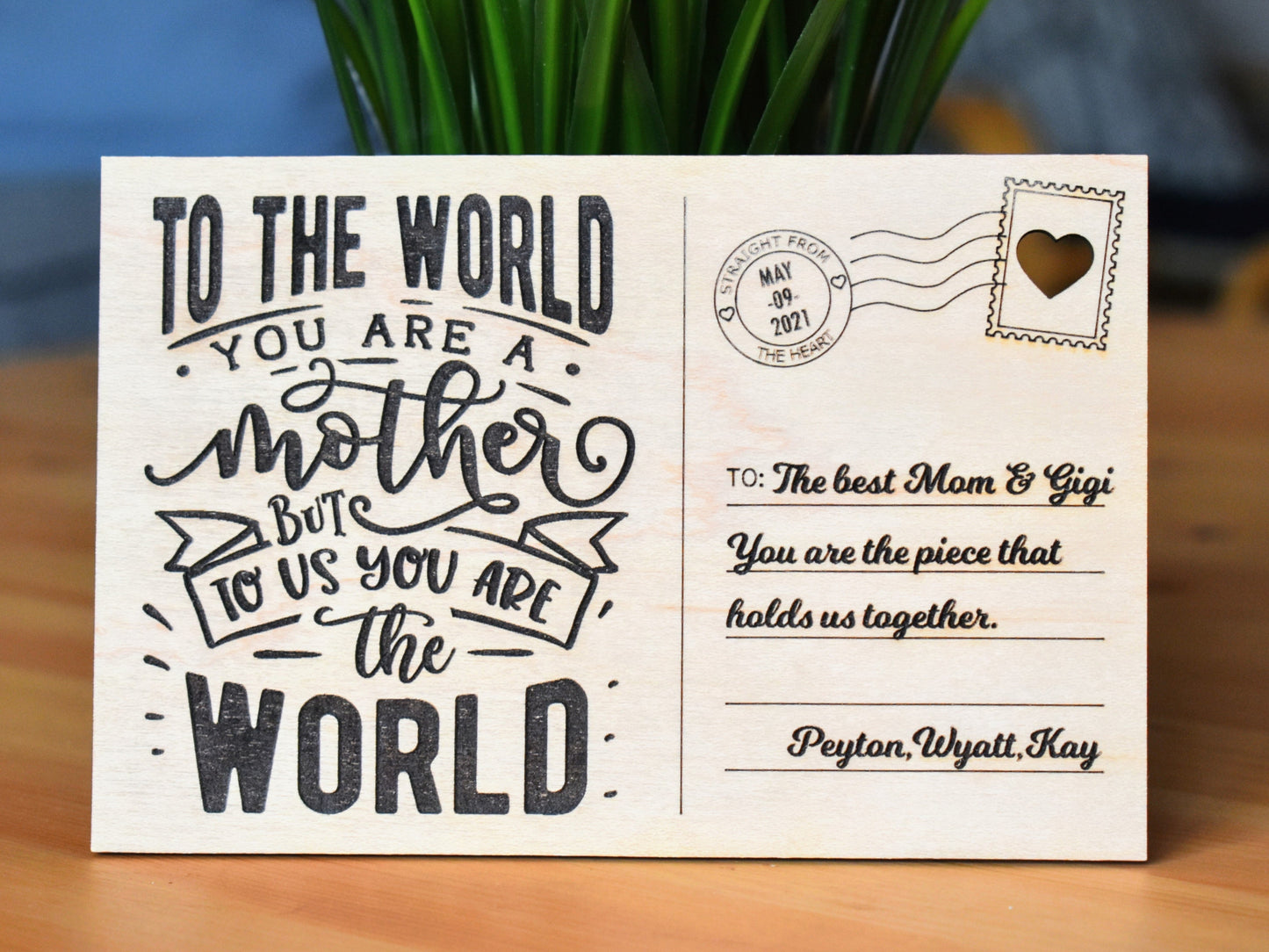 Personalized Wooden Postcard for Mom