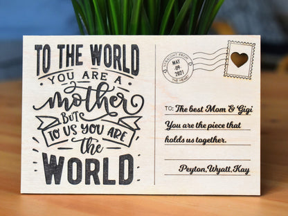 Personalized Wooden Postcard for Mom