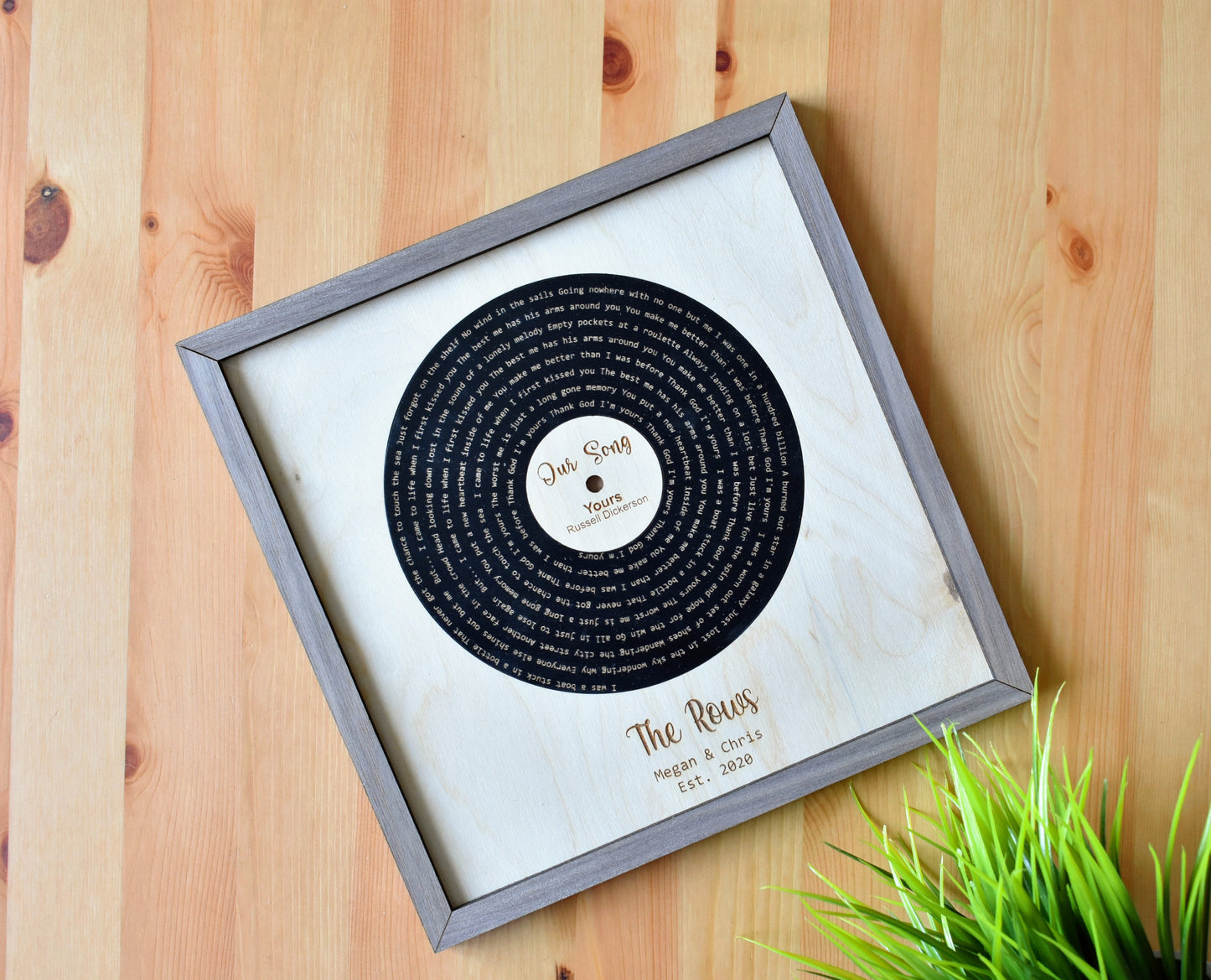 Wooden Engraved Song Lyrics Record Sign