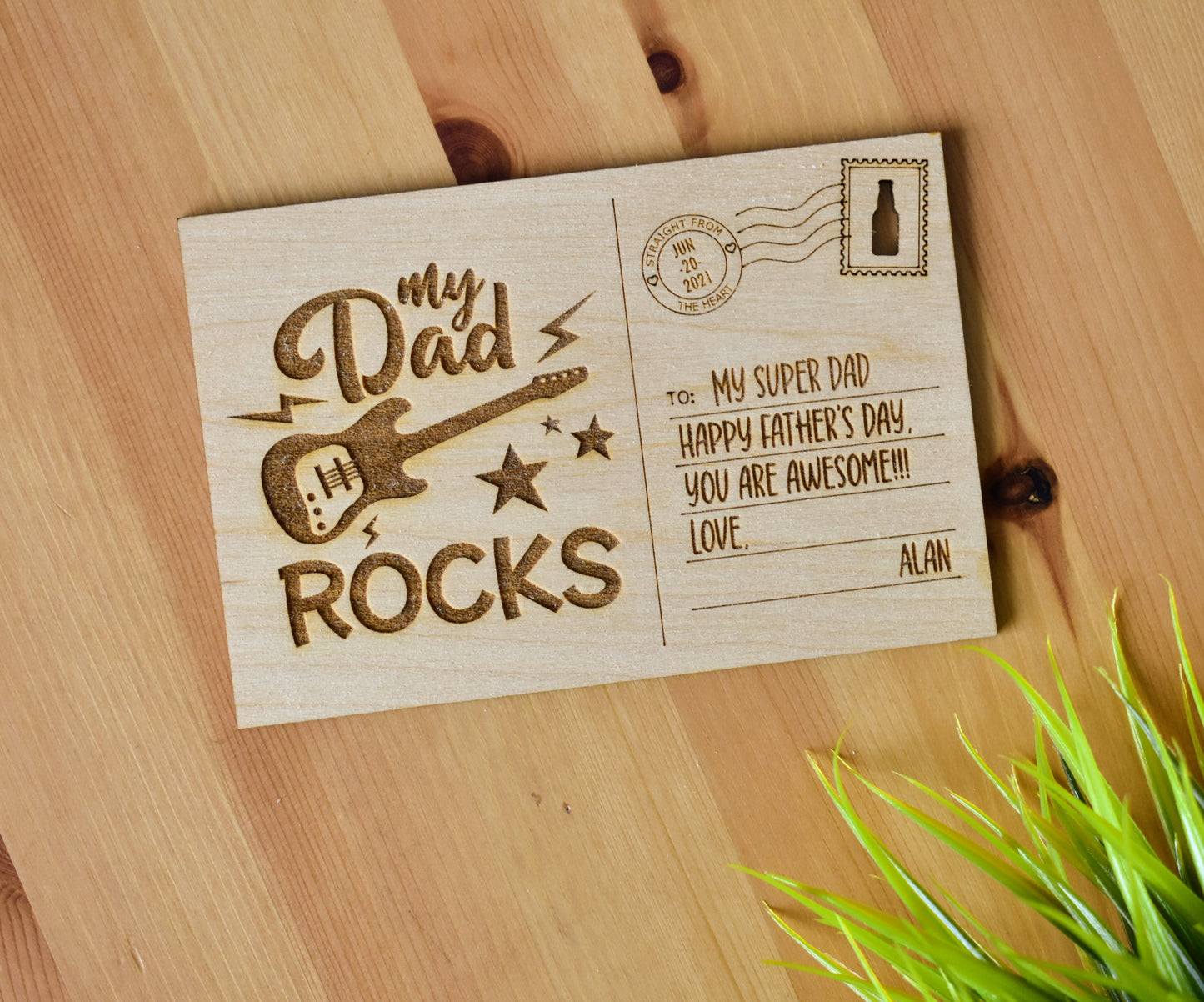 Personalized Wooden Postcard for Dad