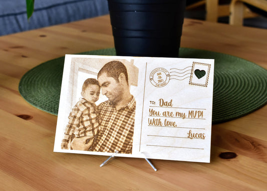 Personalized Wooden Postcard with Engraved Photo