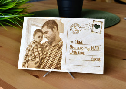 Personalized Wooden Postcard with Engraved Photo