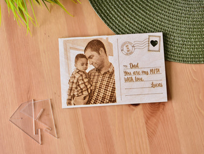 Personalized Wooden Postcard with Engraved Photo