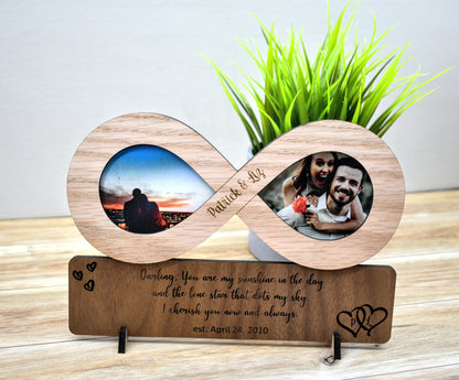 Personalized Couples Infinity Wooden Photo Frame