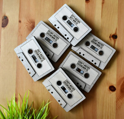 Modern Wooden Cassette Mixtape with QR Code
