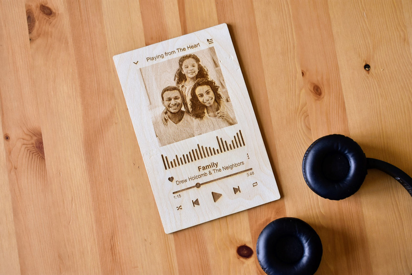 Wooden Engraved Music Themed Portrait and Song Plaque