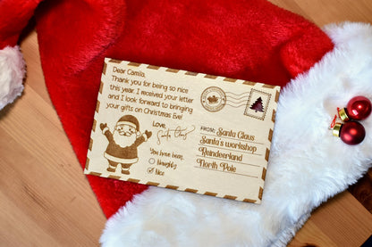 Personalized Wooden Postcard from Santa