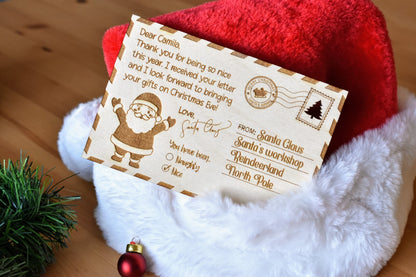 Personalized Wooden Postcard from Santa