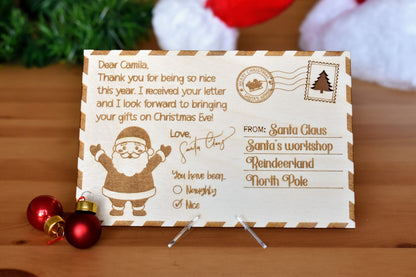 Personalized Wooden Postcard from Santa
