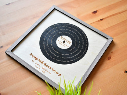 Wooden Engraved Song Lyrics Record Sign