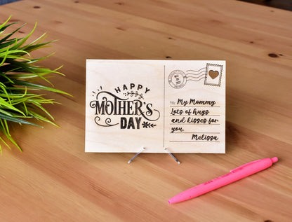 Personalized Wooden Postcard for Mom