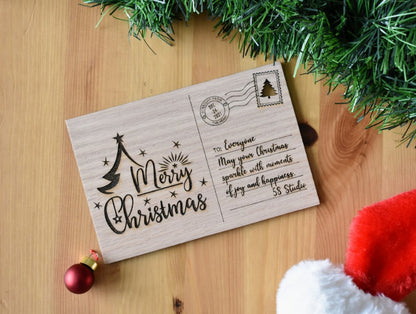 Personalized Christmas Wooden Postcard
