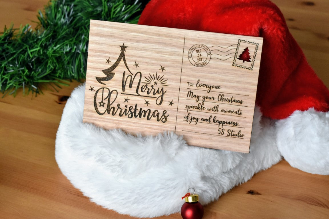 Personalized Christmas Wooden Postcard