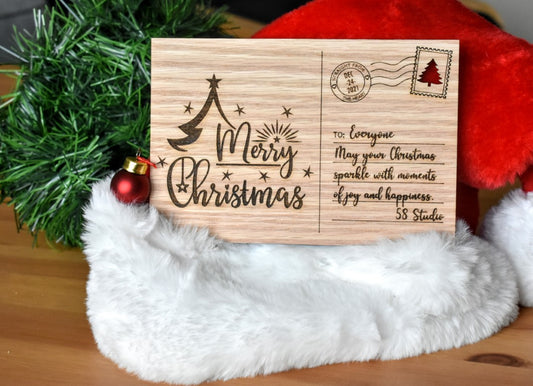 Personalized Christmas Wooden Postcard