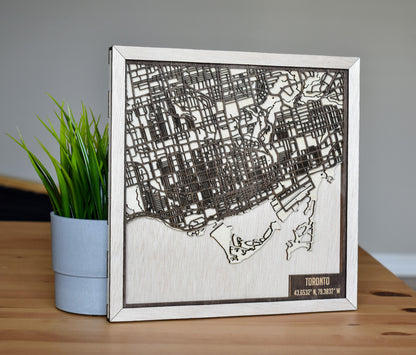 Multi-layer Laser Cut Wooden City Map