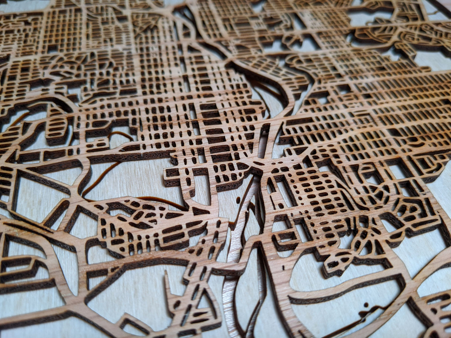 Multi-layer Laser Cut Wooden City Map